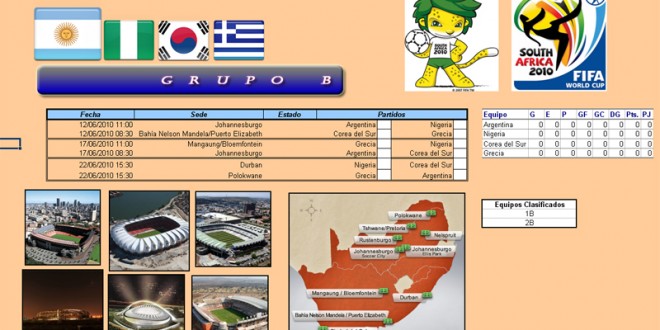 Fixture Mundial Sudáfrica 2010 en Excel